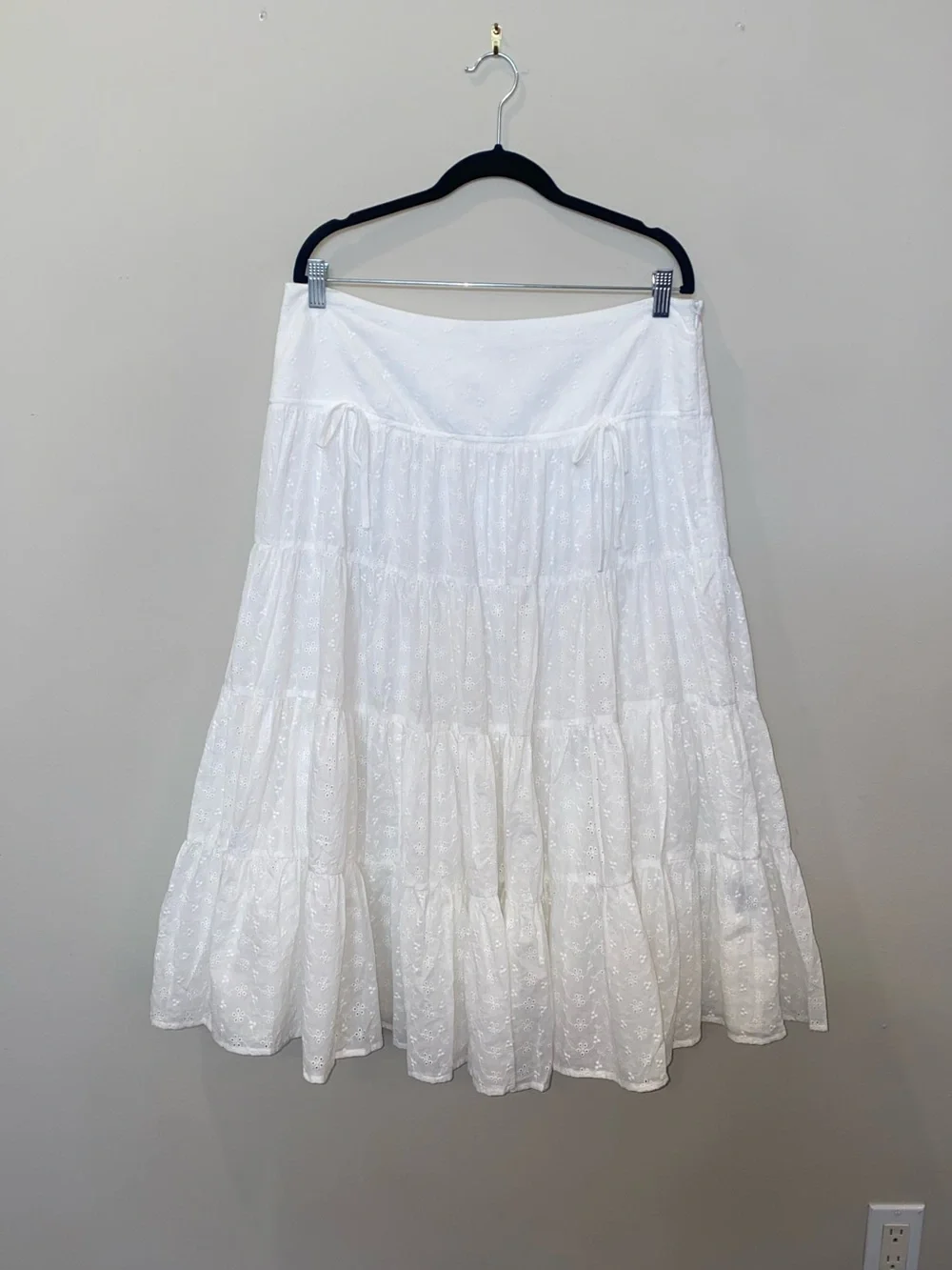 Dolls Kill Y2K Cottagecore White Tiered Ruffle Maxi Skirt